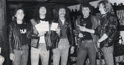 Paco Laguna con Obús y Adrian Smith de Iron Maiden